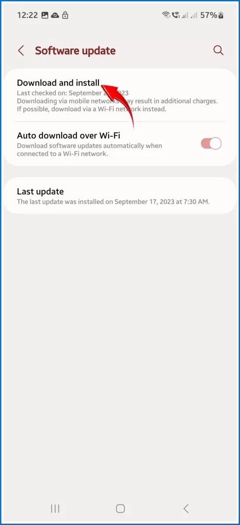 Software Update Download and Install S22