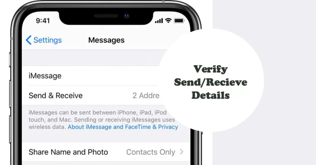 verify iphone send and receive details