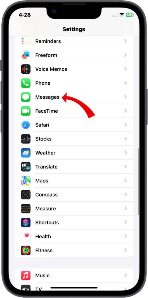 Messages app settings iPhone