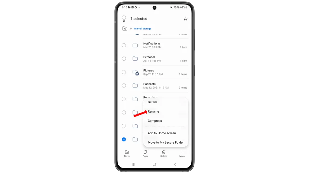 To rename a folder, just head over to the directory where the desired folder is stored. Once you get there, tap the triple-dot icon on the upper-rightmost corner and then tap Edit. 