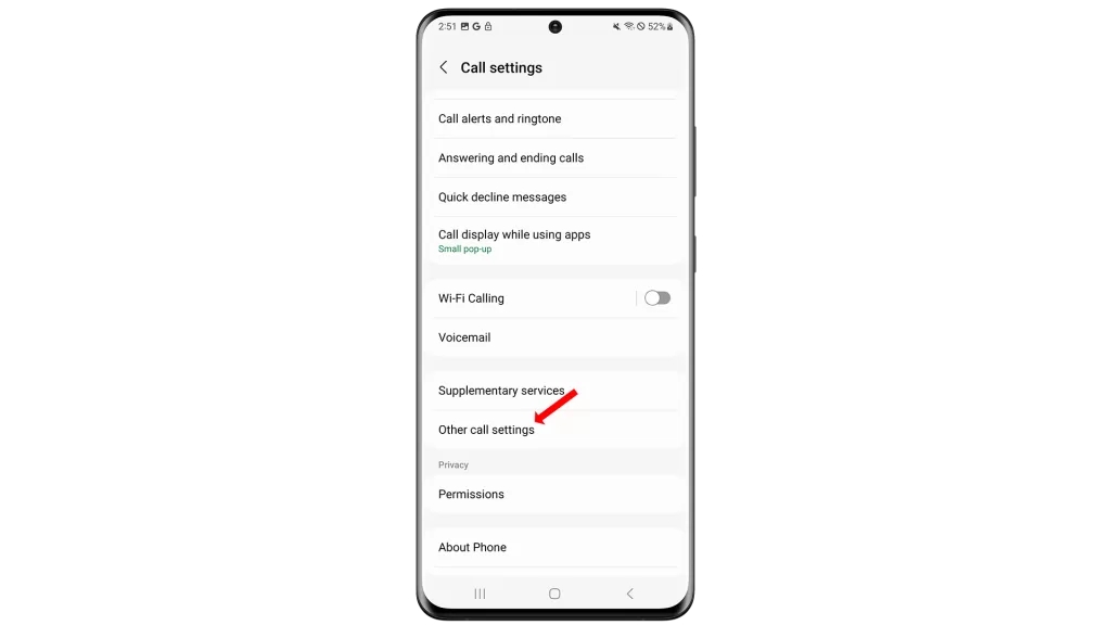Scroll down and tap on Other call settings.