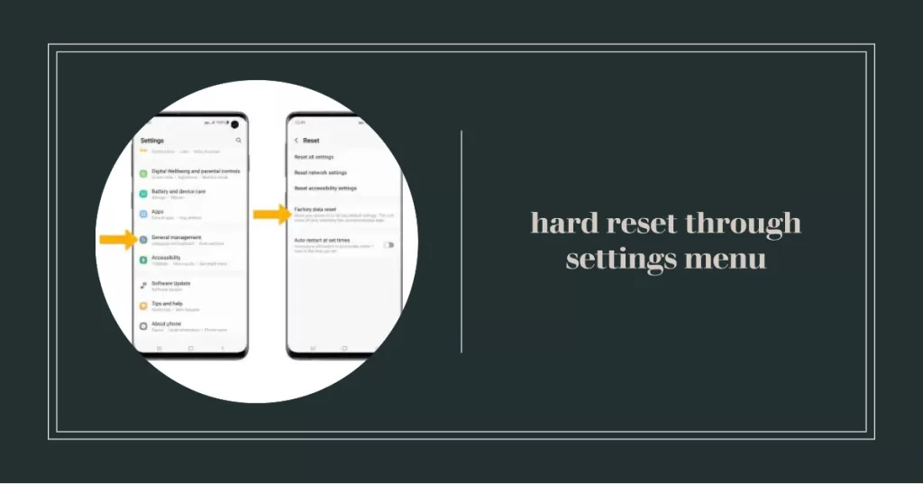 Samsung Galaxy S10e hard reset through settings menu