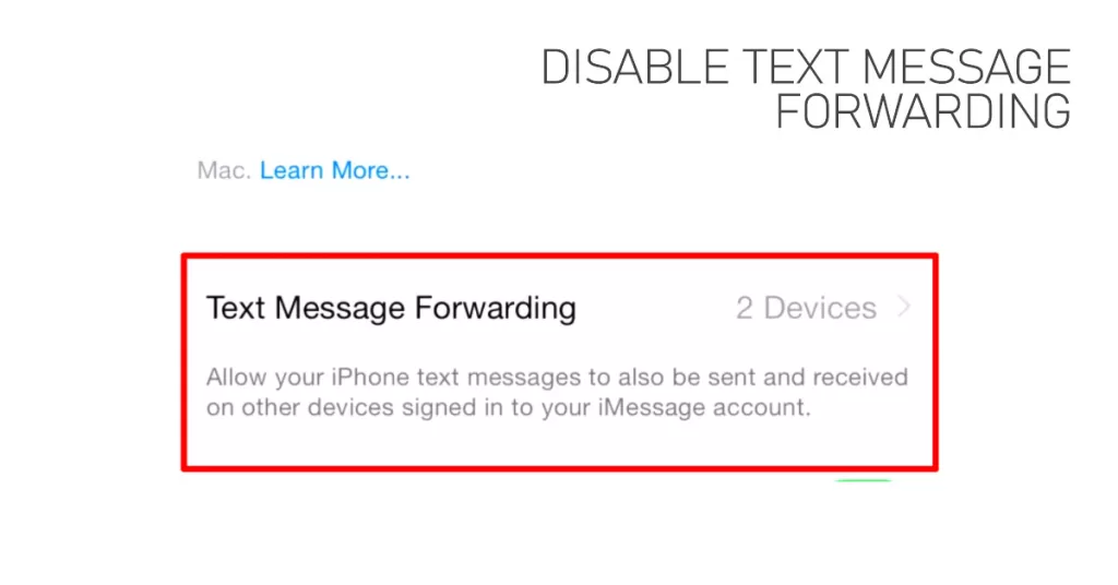 disable text message forwarding on iphone