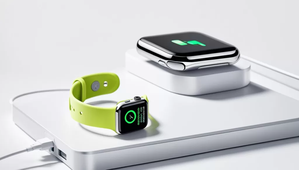 Apple Watch being charged Apple Watch being charged